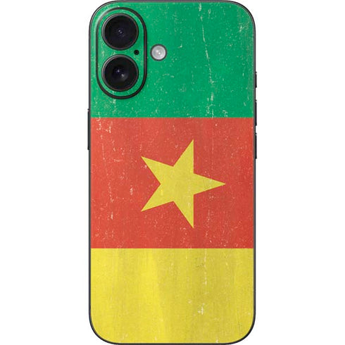 Cameroon Flag Distressed iPhone 16 Skin